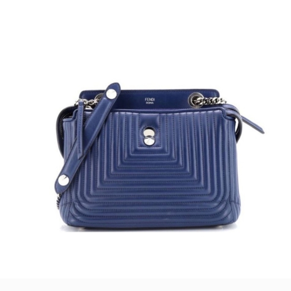 Fendi Dot Click Shoulder Bag Quilted Leather